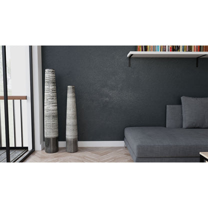 47" Black And Gray Ombre Tapered Ceramic Floor Vase - Loft&Timber