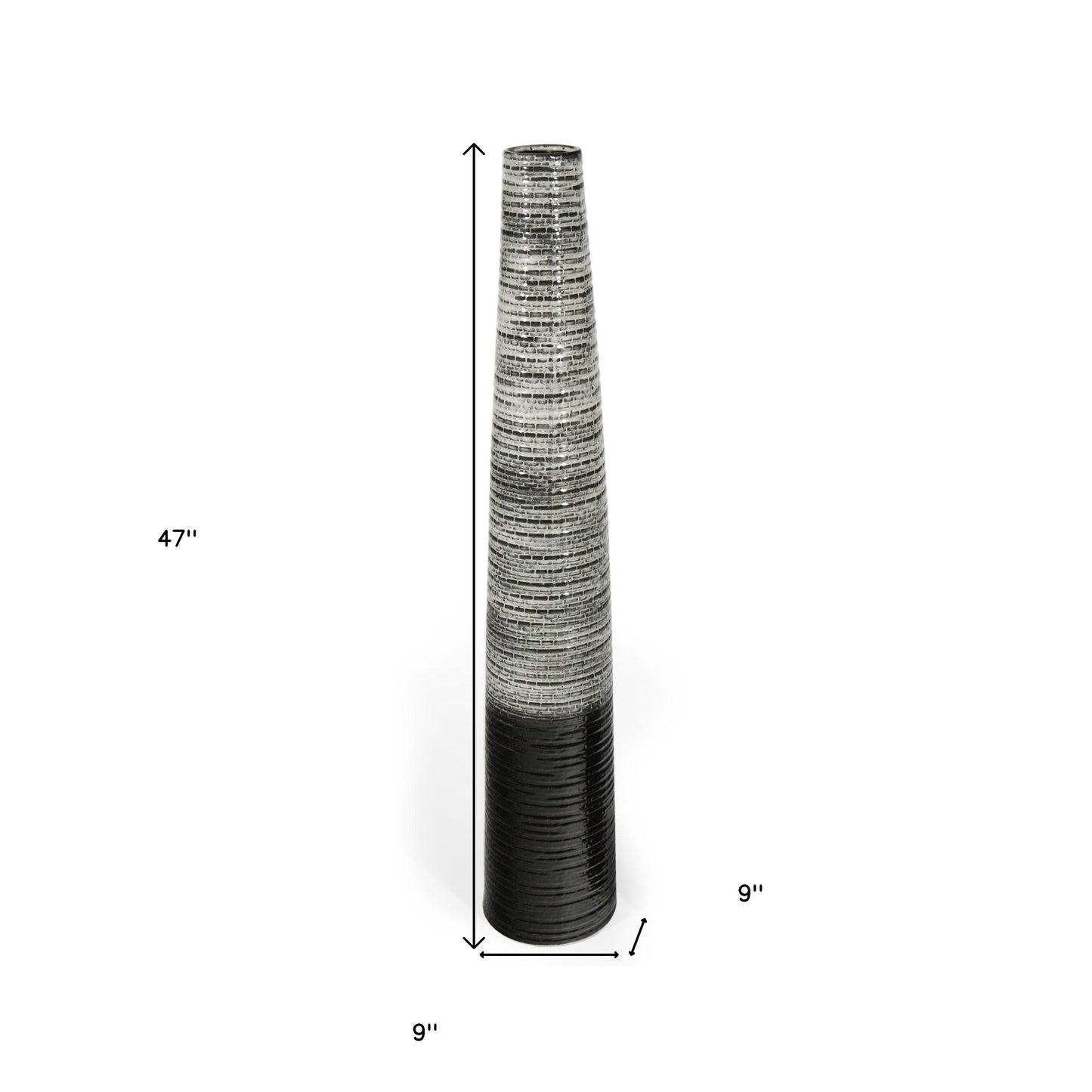 47" Black And Gray Ombre Tapered Ceramic Floor Vase - Loft&Timber