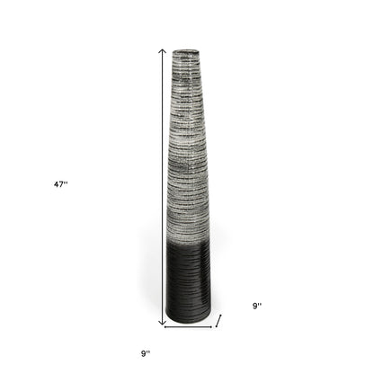 47" Black And Gray Ombre Tapered Ceramic Floor Vase - Loft&Timber