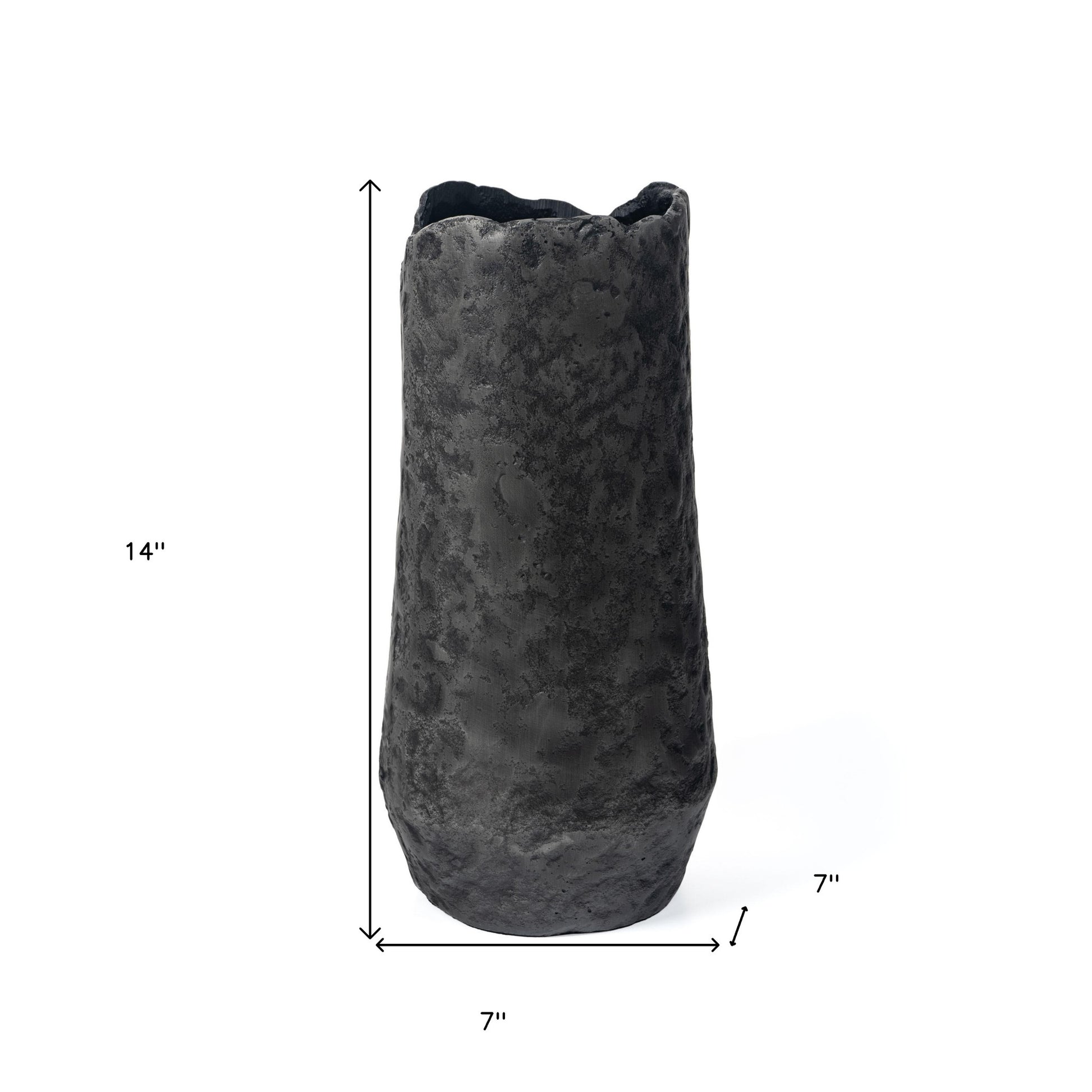 14" Gray Hammered Cylinder Aluminum Table Vase - Loft&Timber