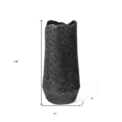 14" Gray Hammered Cylinder Aluminum Table Vase - Loft&Timber