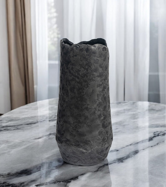 14" Gray Hammered Cylinder Aluminum Table Vase - Loft&Timber