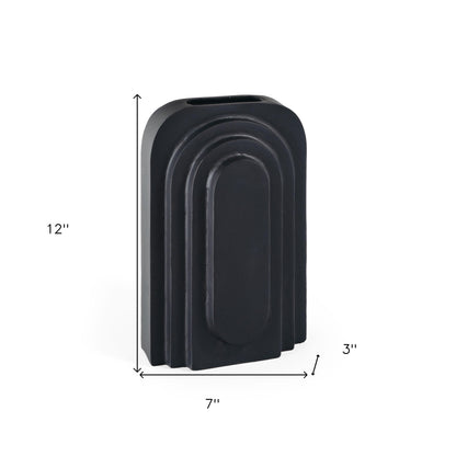 12" Black Geometric Aluminum Table Vase - Loft&Timber