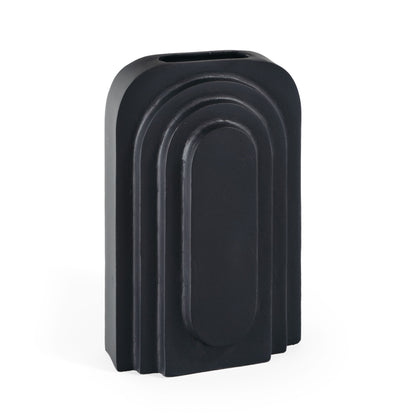 12" Black Geometric Aluminum Table Vase - Loft&Timber