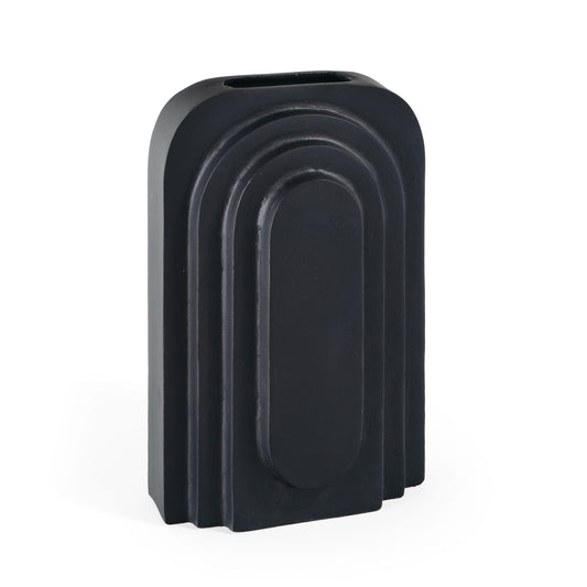 12" Black Geometric Aluminum Table Vase - Loft&Timber