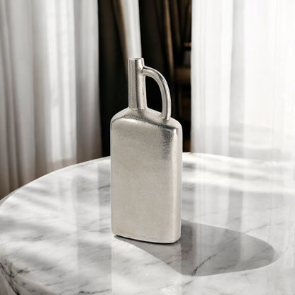 14" Silver Aluminum Jug Table Vase - Loft&Timber