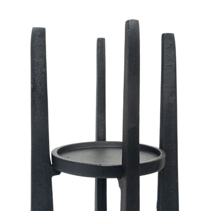 12" Black Distressed Aluminum Geometric Tabletop Pillar Candle Holder - Loft&Timber