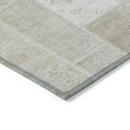 3' X 5' Taupe Beige And Tan Patchwork Washable Indoor Outdoor Area Rug - Loft&Timber