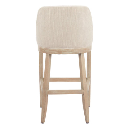 31" Beige and Natural Fabric and Solid Wood Bar Height Bar Chair - Loft&Timber
