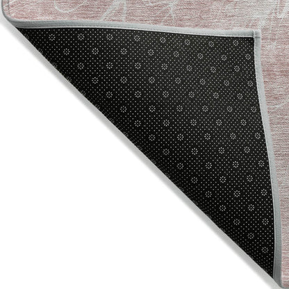 10' X 14' Pink Blush And Ivory Abstract Washable Indoor Outdoor Area Rug - Loft&Timber