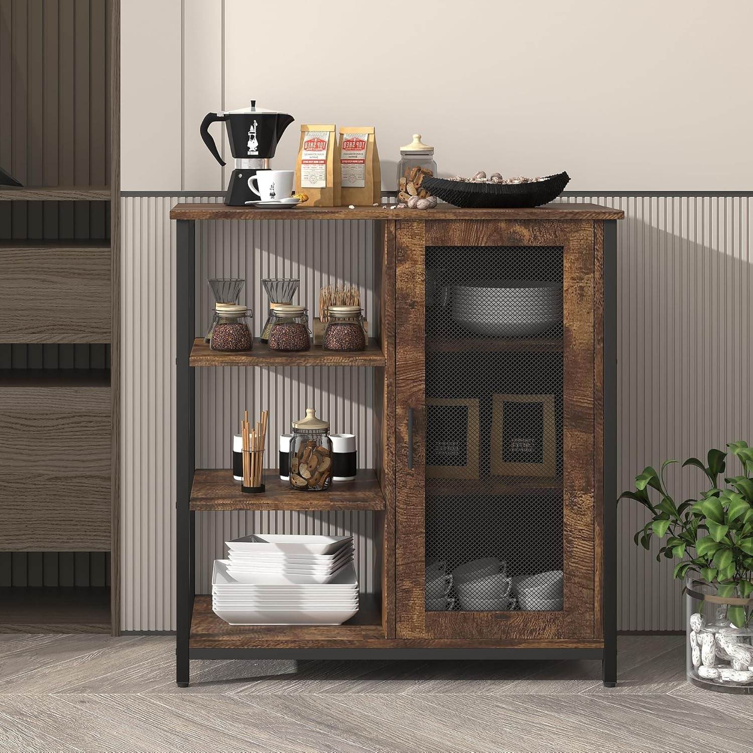 Mini Coffee Bar Cabinet Small Kitchen Buffet Farmhouse - Loft&Timber