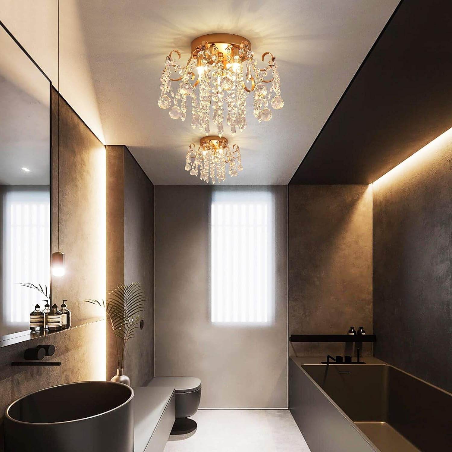 Small Gold Crystal Chandelier Modern 3-Light G9 - Loft&Timber