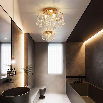 Small Gold Crystal Chandelier Modern 3-Light G9 - Loft&Timber
