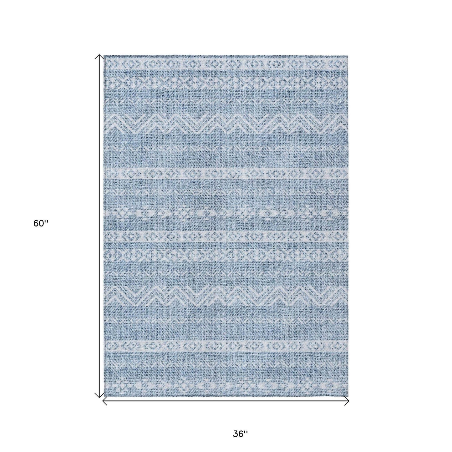 3' X 5' Blue And Denim Blue Southwestern Washable Indoor Outdoor Area Rug - Loft&Timber