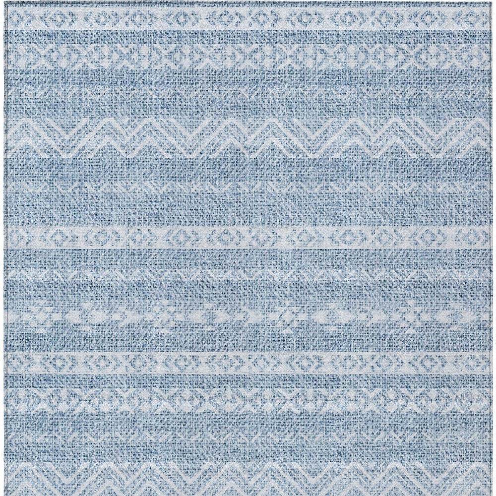 3' X 5' Blue And Denim Blue Southwestern Washable Indoor Outdoor Area Rug - Loft&Timber