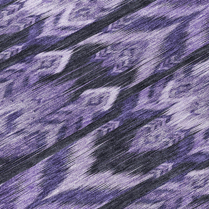 8' Purple Lavender And Plum Round Southwestern Washable Indoor Outdoor Area Rug - Loft&Timber