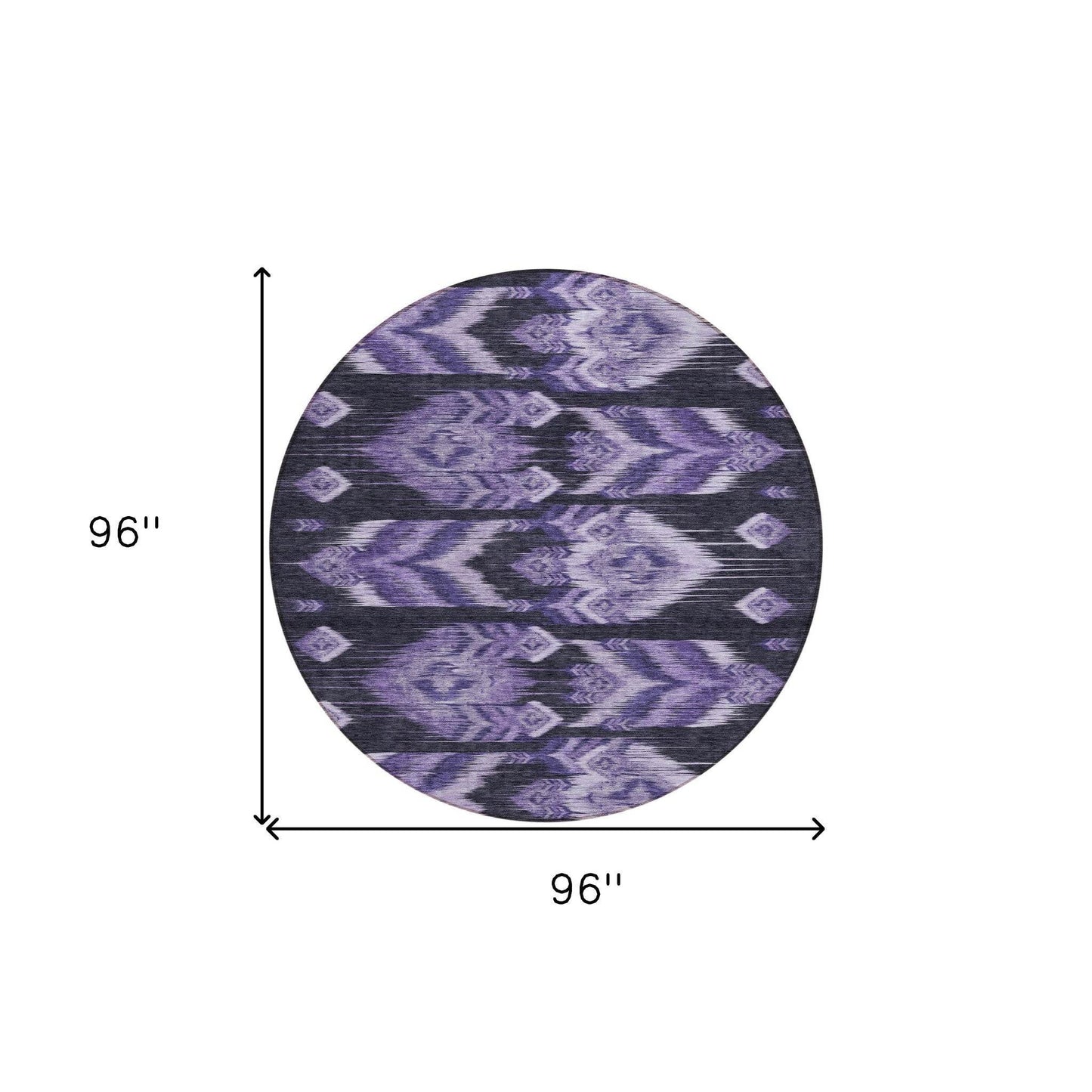 8' Purple Lavender And Plum Round Southwestern Washable Indoor Outdoor Area Rug - Loft&Timber
