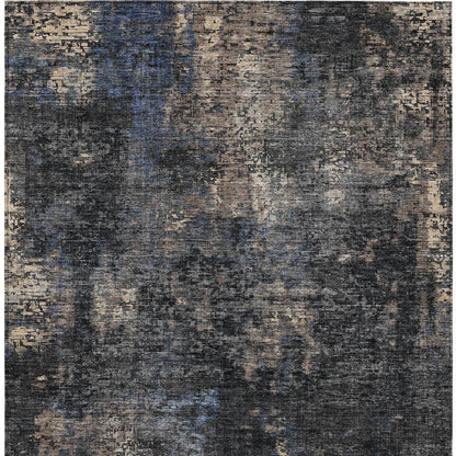 3' X 5' Charcoal Gray And Silver Abstract Washable Indoor Outdoor Area Rug - Loft&Timber
