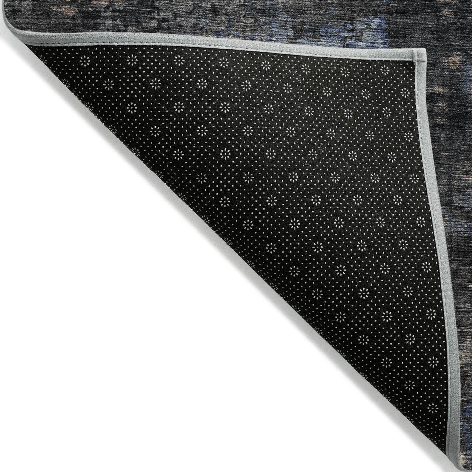 3' X 5' Charcoal Gray And Silver Abstract Washable Indoor Outdoor Area Rug - Loft&Timber