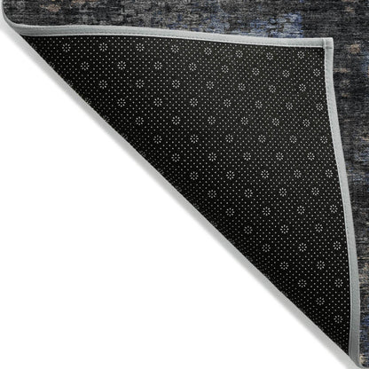 3' X 5' Charcoal Gray And Silver Abstract Washable Indoor Outdoor Area Rug - Loft&Timber
