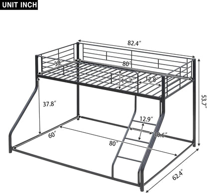 Twin over Queen Bunk Bed frame in Black - Loft&Timber