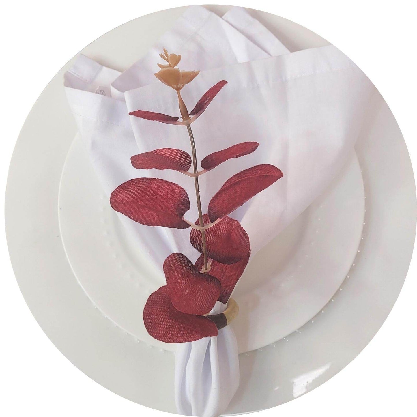 Set of 4 Red Leaf Eucalyptus Napkin Rings, Rustic Napkin Ring, Minimalist Tabledecor, Oriental Tabledecor - Loft&Timber