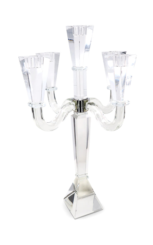 20" Clear Faceted Crystal Tabletop Candelabra Candle Holder - Loft&Timber
