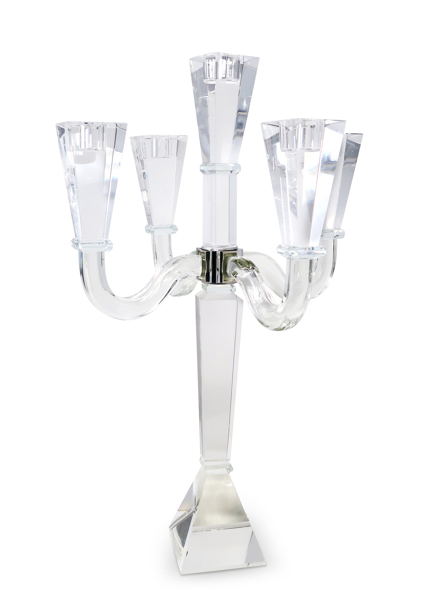 20" Clear Faceted Crystal Tabletop Candelabra Candle Holder - Loft&Timber