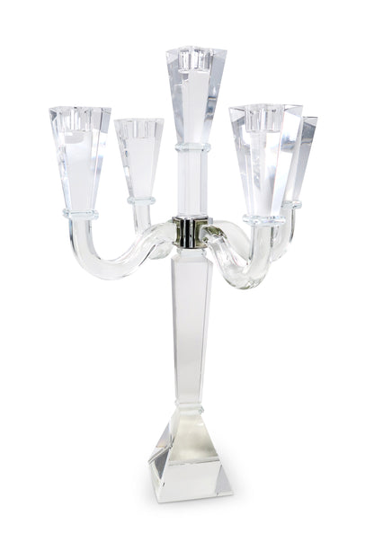 20" Clear Faceted Crystal Tabletop Candelabra Candle Holder - Loft&Timber