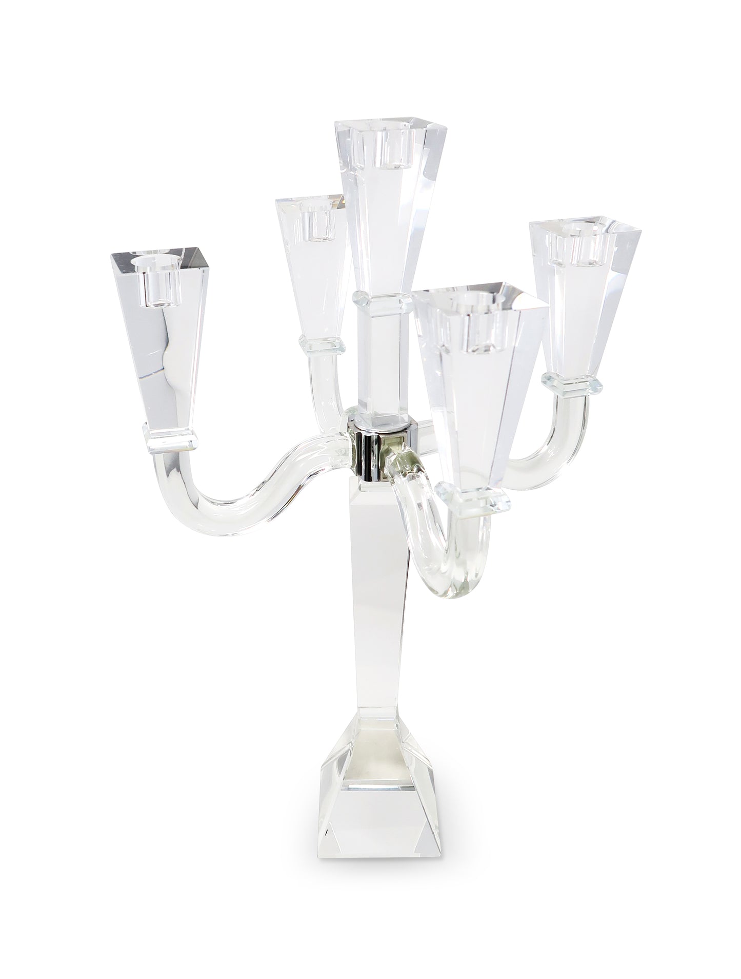 20" Clear Faceted Crystal Tabletop Candelabra Candle Holder - Loft&Timber