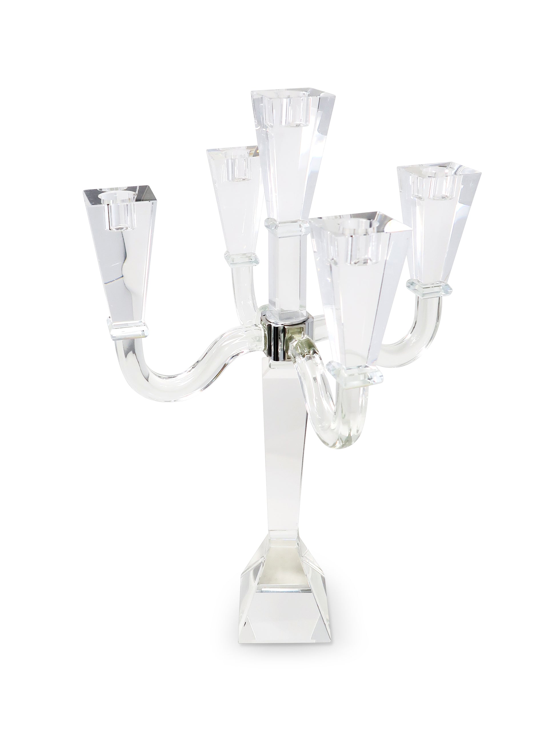20" Clear Faceted Crystal Tabletop Candelabra Candle Holder - Loft&Timber