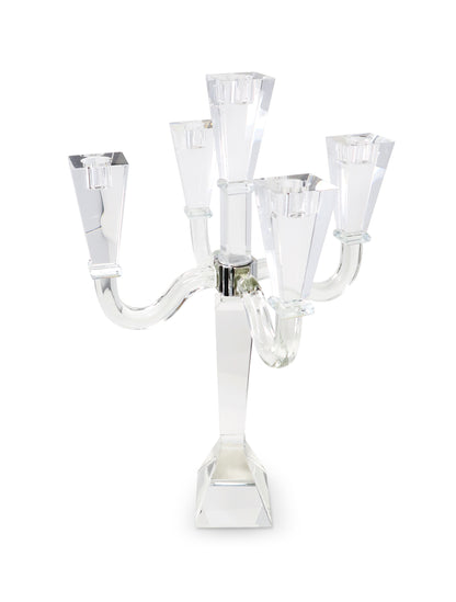 20" Clear Faceted Crystal Tabletop Candelabra Candle Holder - Loft&Timber