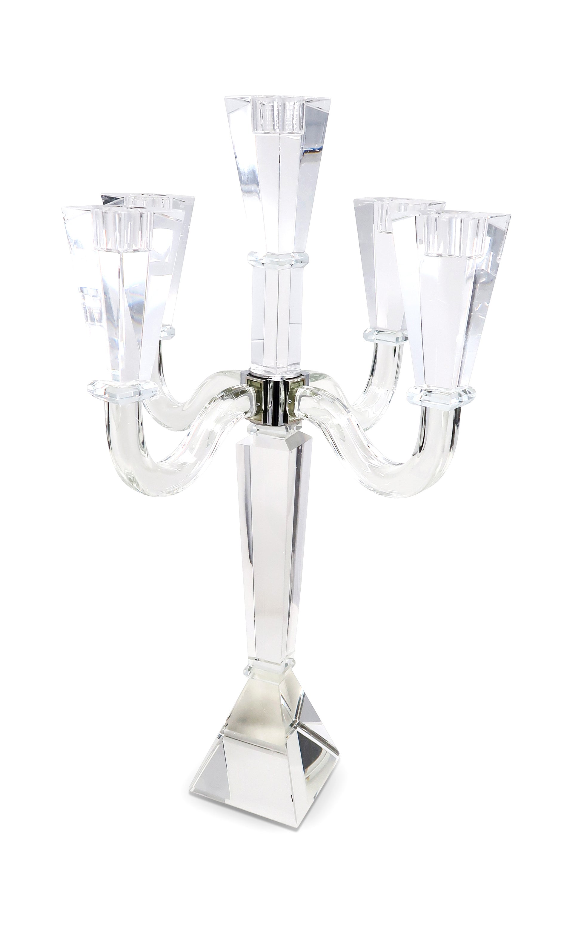 20" Clear Faceted Crystal Tabletop Candelabra Candle Holder - Loft&Timber