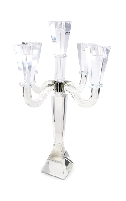 20" Clear Faceted Crystal Tabletop Candelabra Candle Holder - Loft&Timber