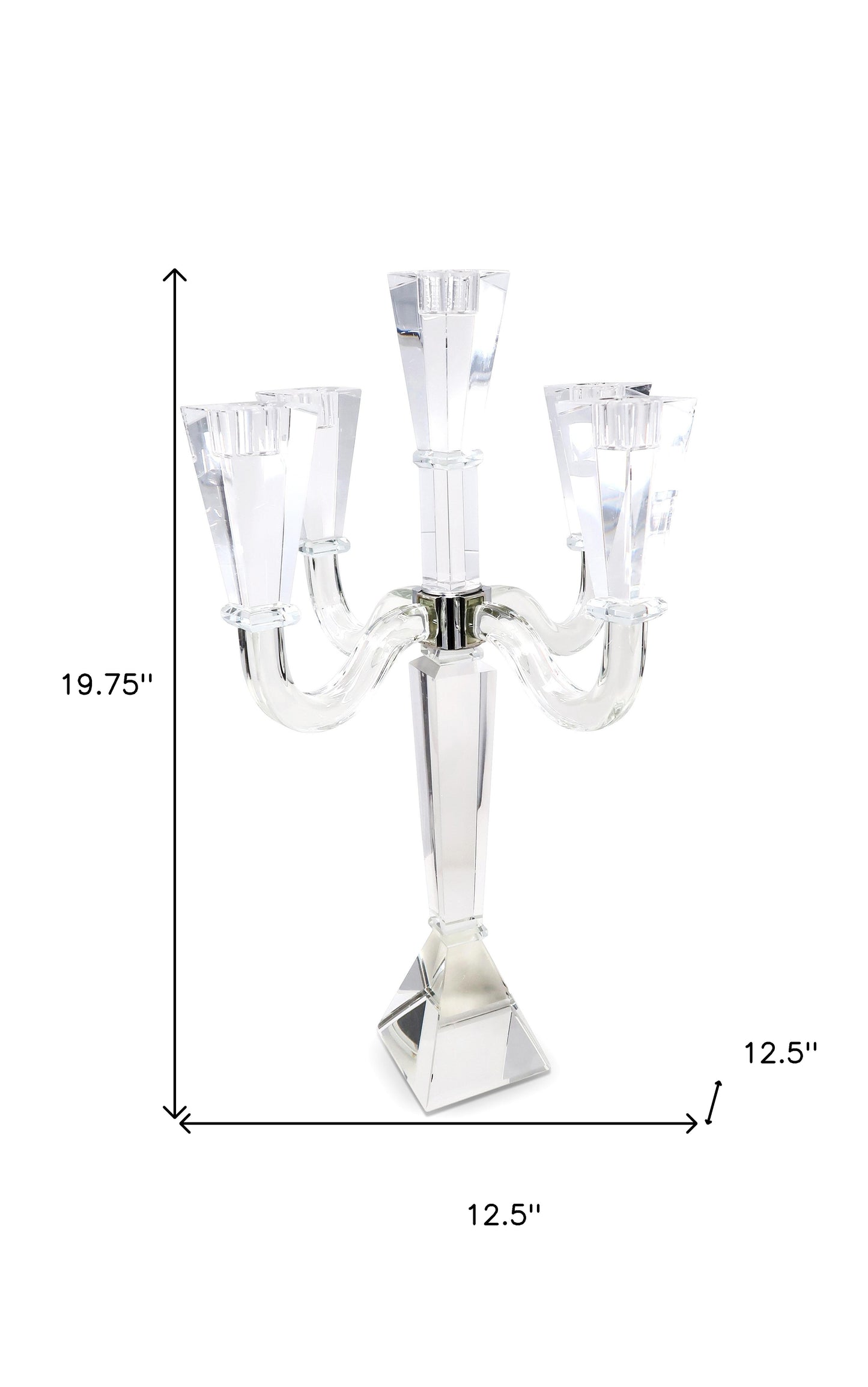 20" Clear Faceted Crystal Tabletop Candelabra Candle Holder - Loft&Timber