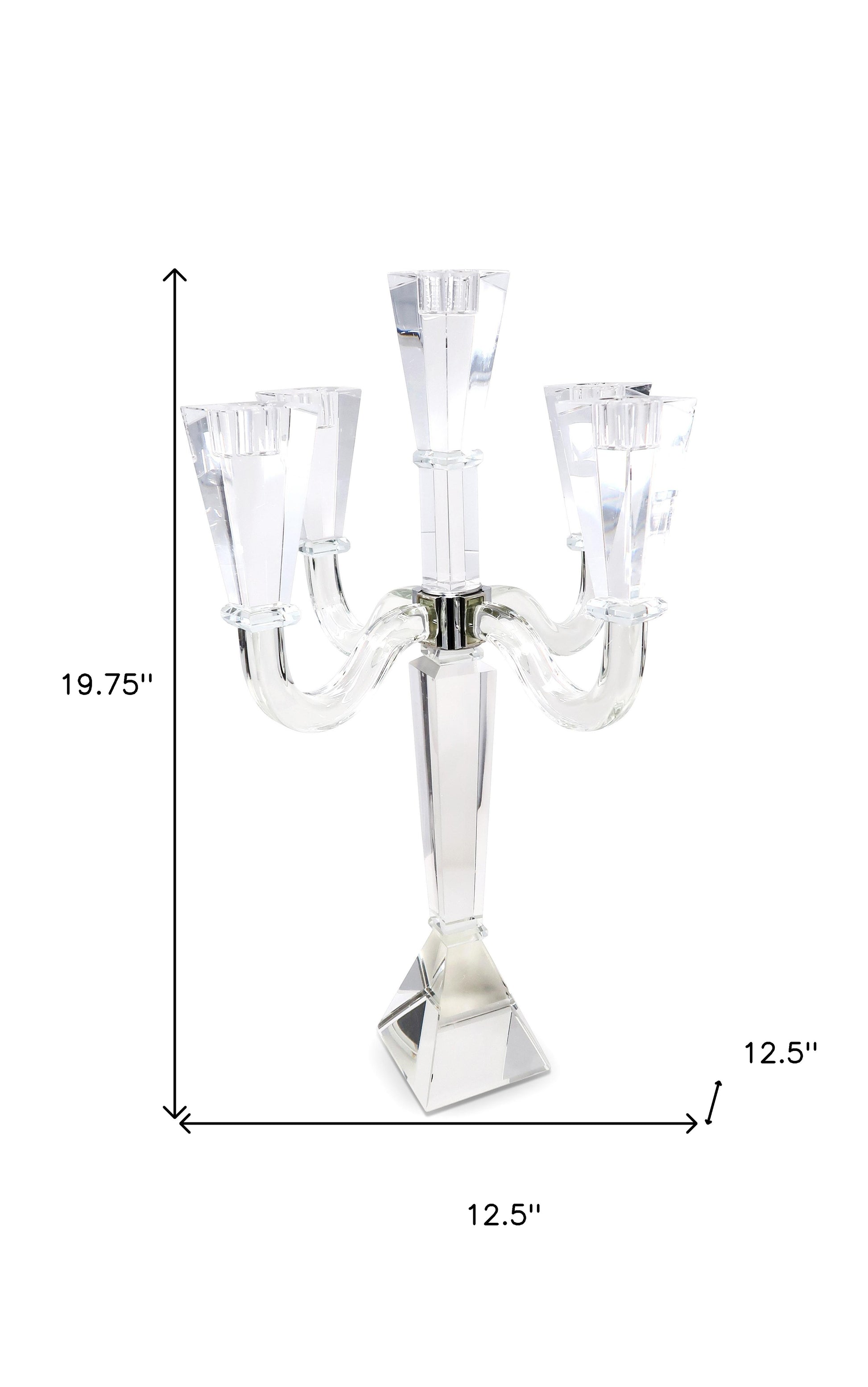 20" Clear Faceted Crystal Tabletop Candelabra Candle Holder - Loft&Timber