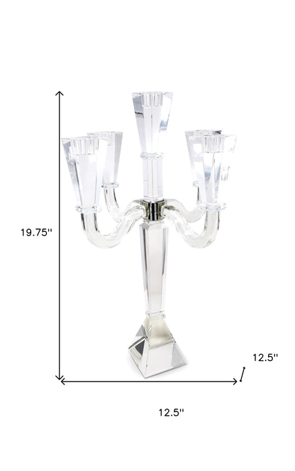 20" Clear Faceted Crystal Tabletop Candelabra Candle Holder - Loft&Timber