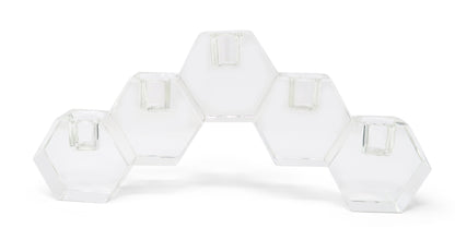 5" Clear Crystal Geometric Tabletop Candelabra Candle Holder - Loft&Timber