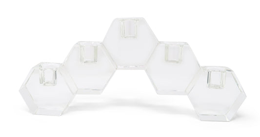 5" Clear Crystal Geometric Tabletop Candelabra Candle Holder - Loft&Timber