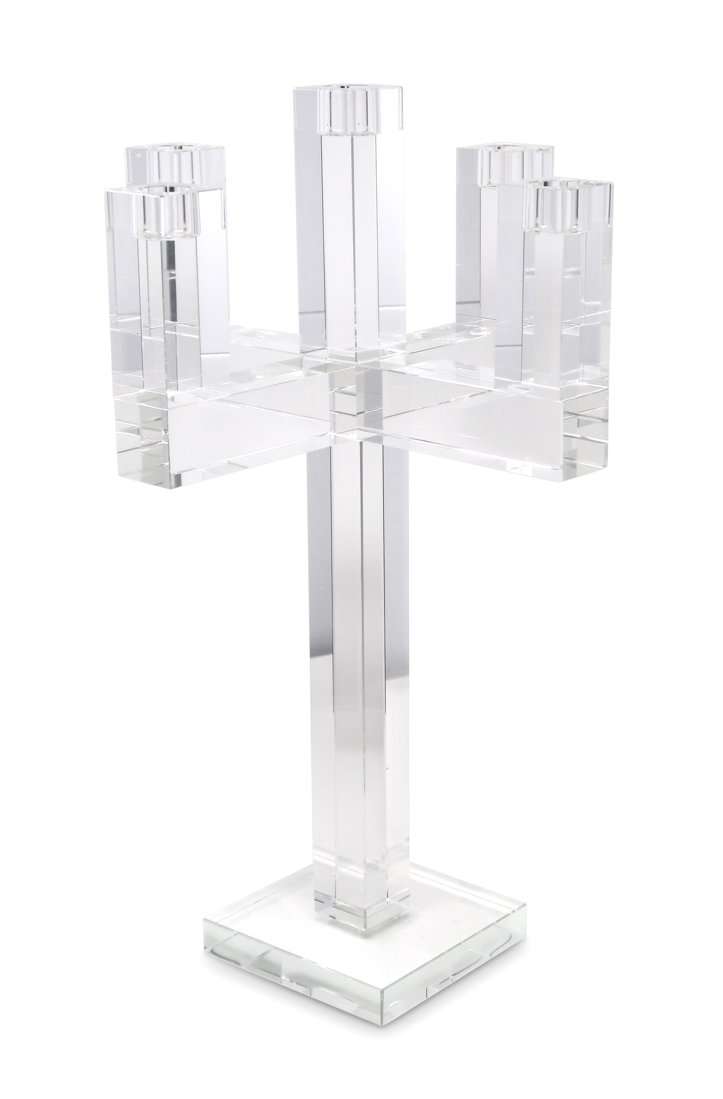 20" Clear Faceted Crystal Tabletop Candelabra Candle Holder - Loft&Timber