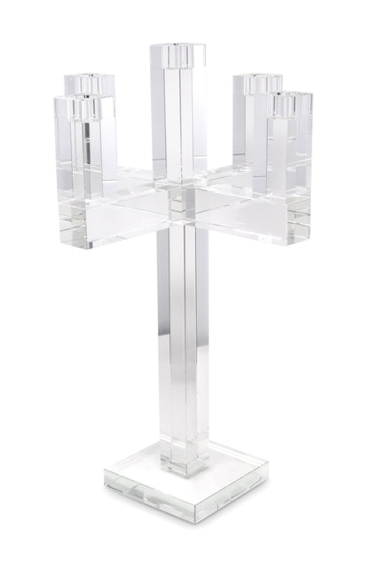 20" Clear Faceted Crystal Tabletop Candelabra Candle Holder - Loft&Timber