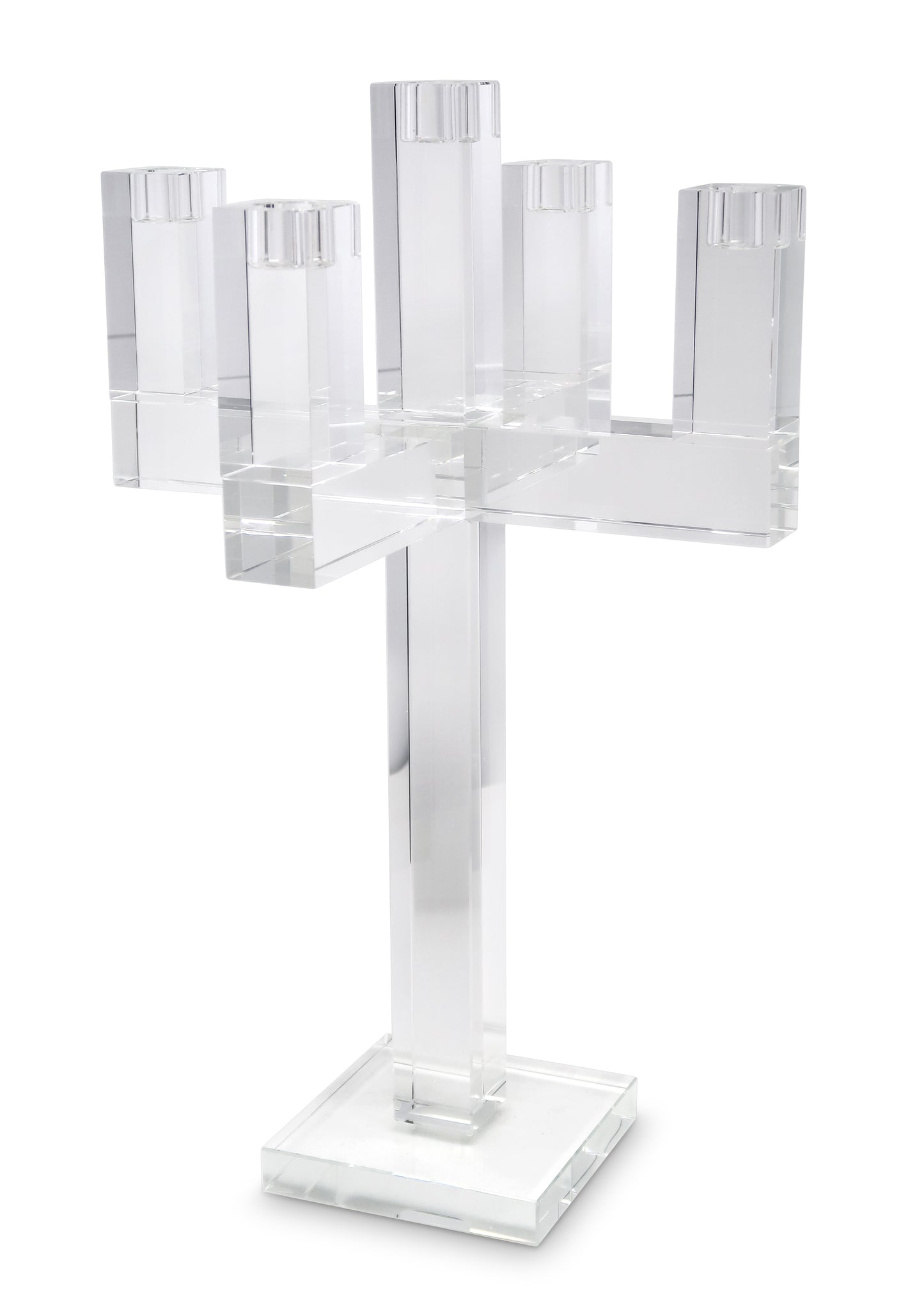 20" Clear Faceted Crystal Tabletop Candelabra Candle Holder - Loft&Timber