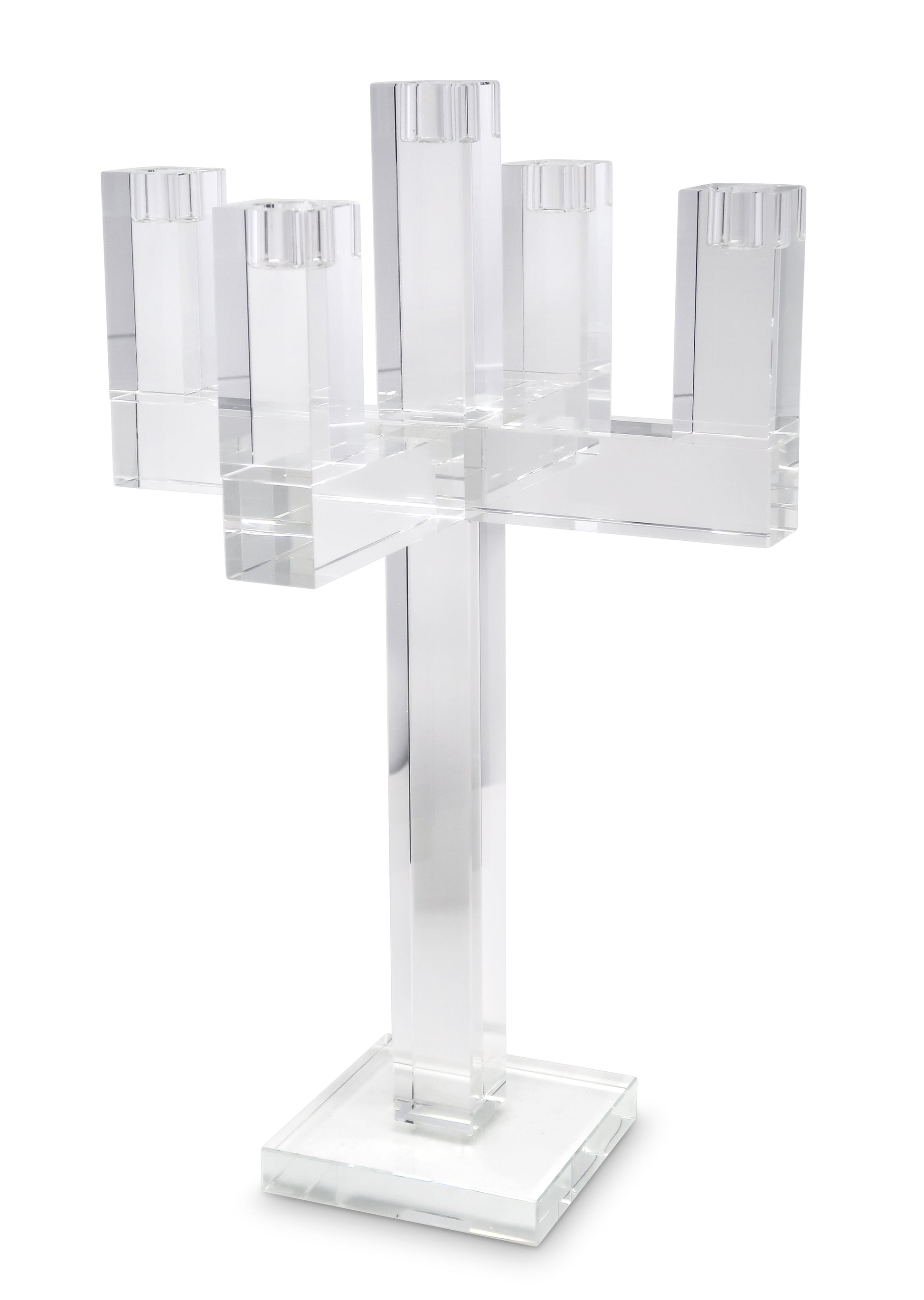 20" Clear Faceted Crystal Tabletop Candelabra Candle Holder - Loft&Timber
