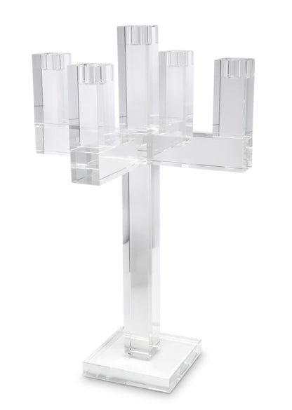 20" Clear Faceted Crystal Tabletop Candelabra Candle Holder - Loft&Timber