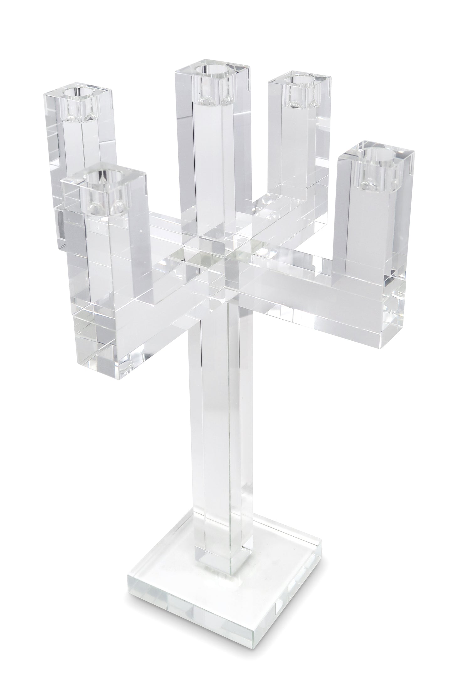 20" Clear Faceted Crystal Tabletop Candelabra Candle Holder - Loft&Timber