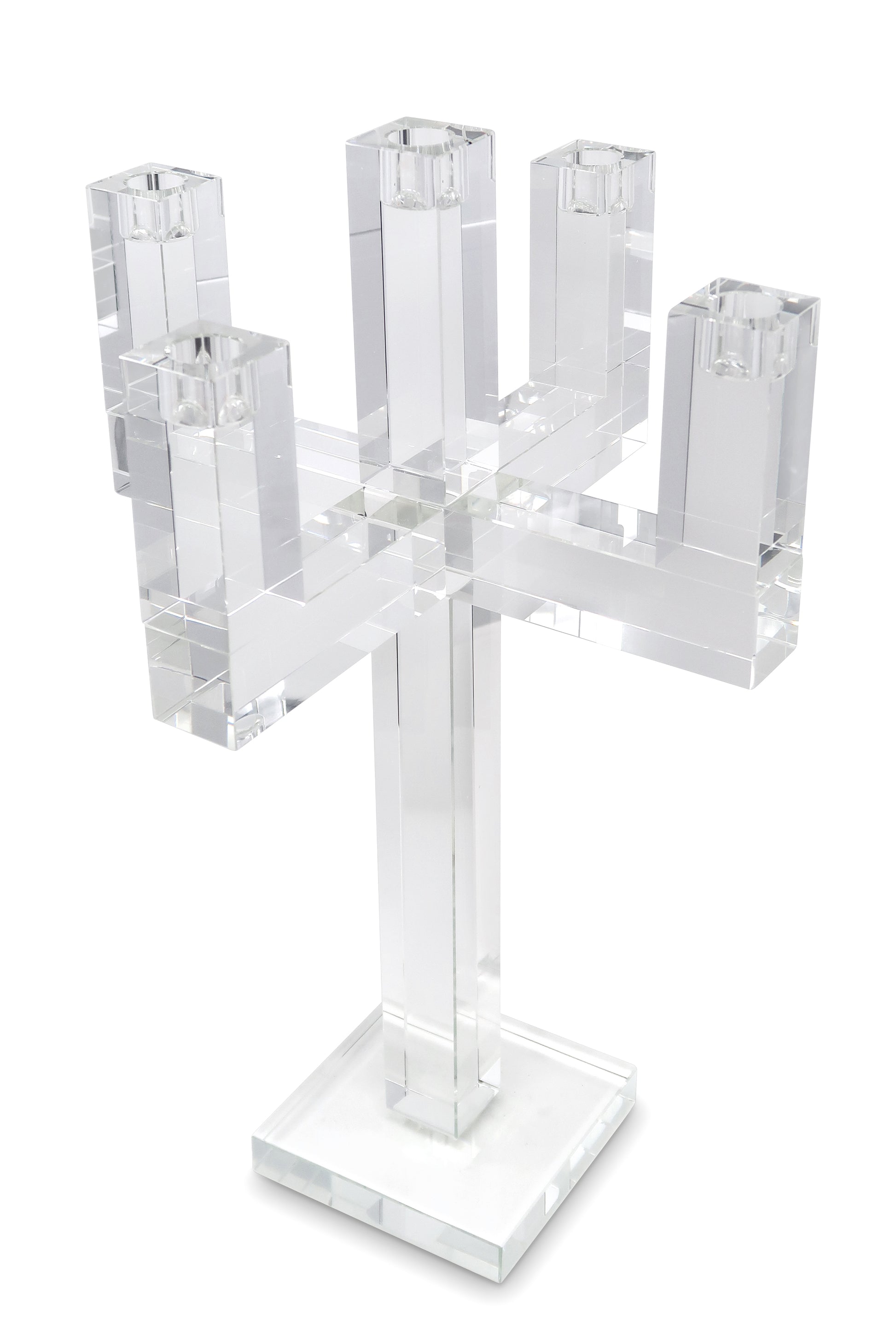 20" Clear Faceted Crystal Tabletop Candelabra Candle Holder - Loft&Timber