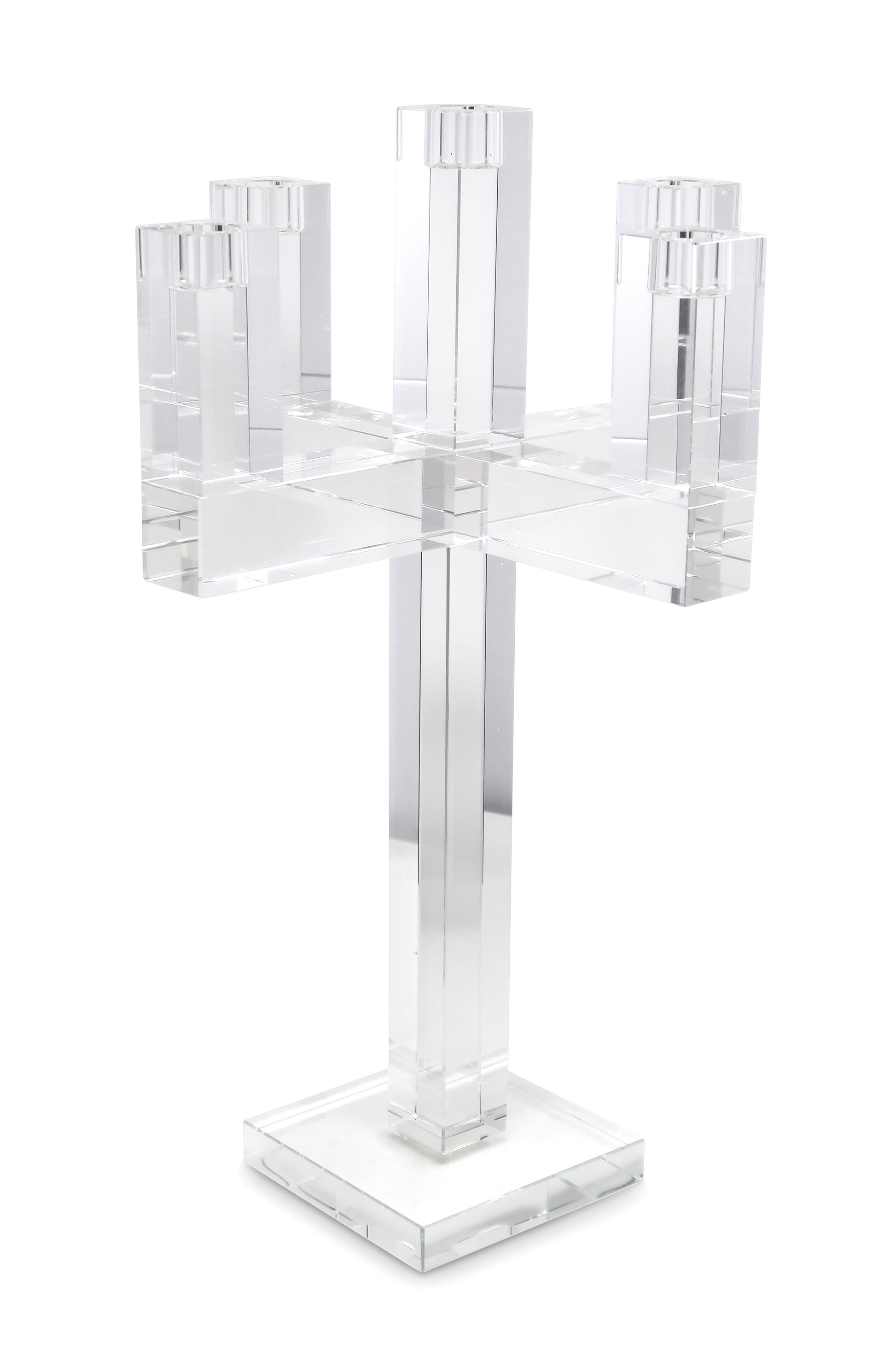 20" Clear Faceted Crystal Tabletop Candelabra Candle Holder - Loft&Timber