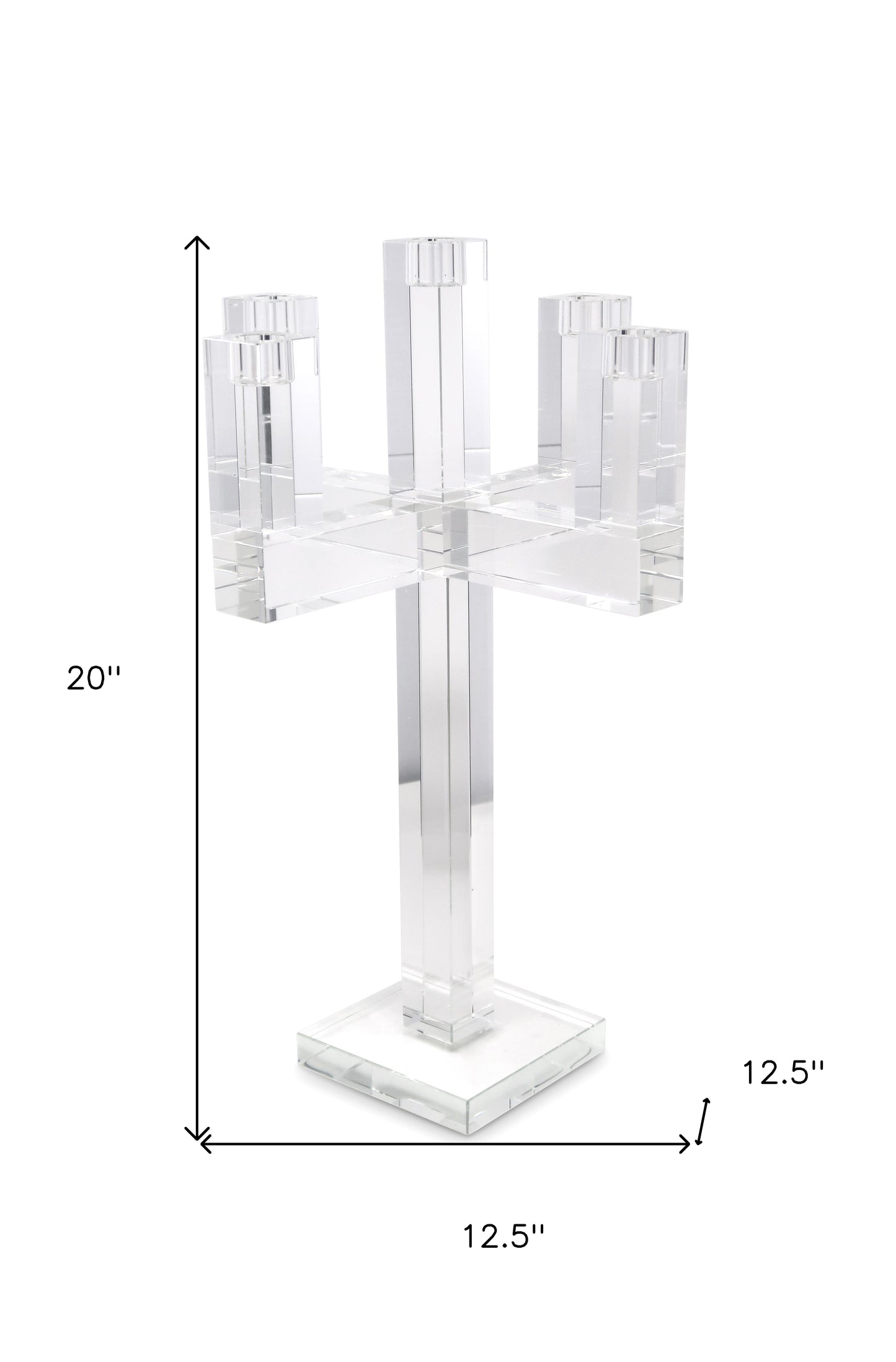 20" Clear Faceted Crystal Tabletop Candelabra Candle Holder - Loft&Timber