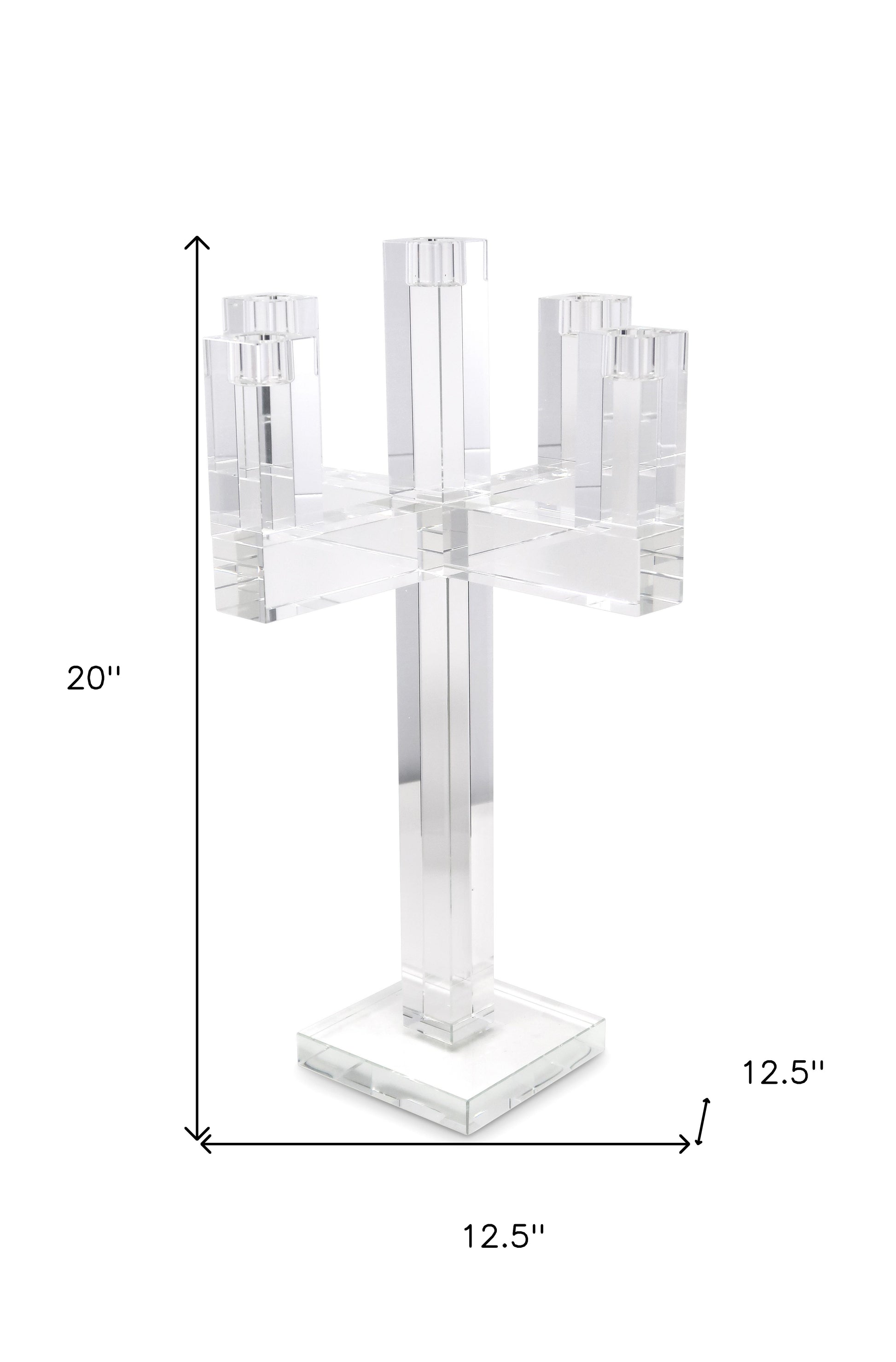20" Clear Faceted Crystal Tabletop Candelabra Candle Holder - Loft&Timber