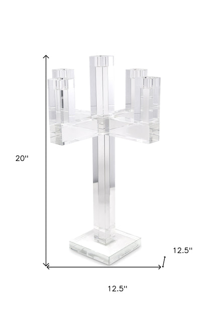 20" Clear Faceted Crystal Tabletop Candelabra Candle Holder - Loft&Timber